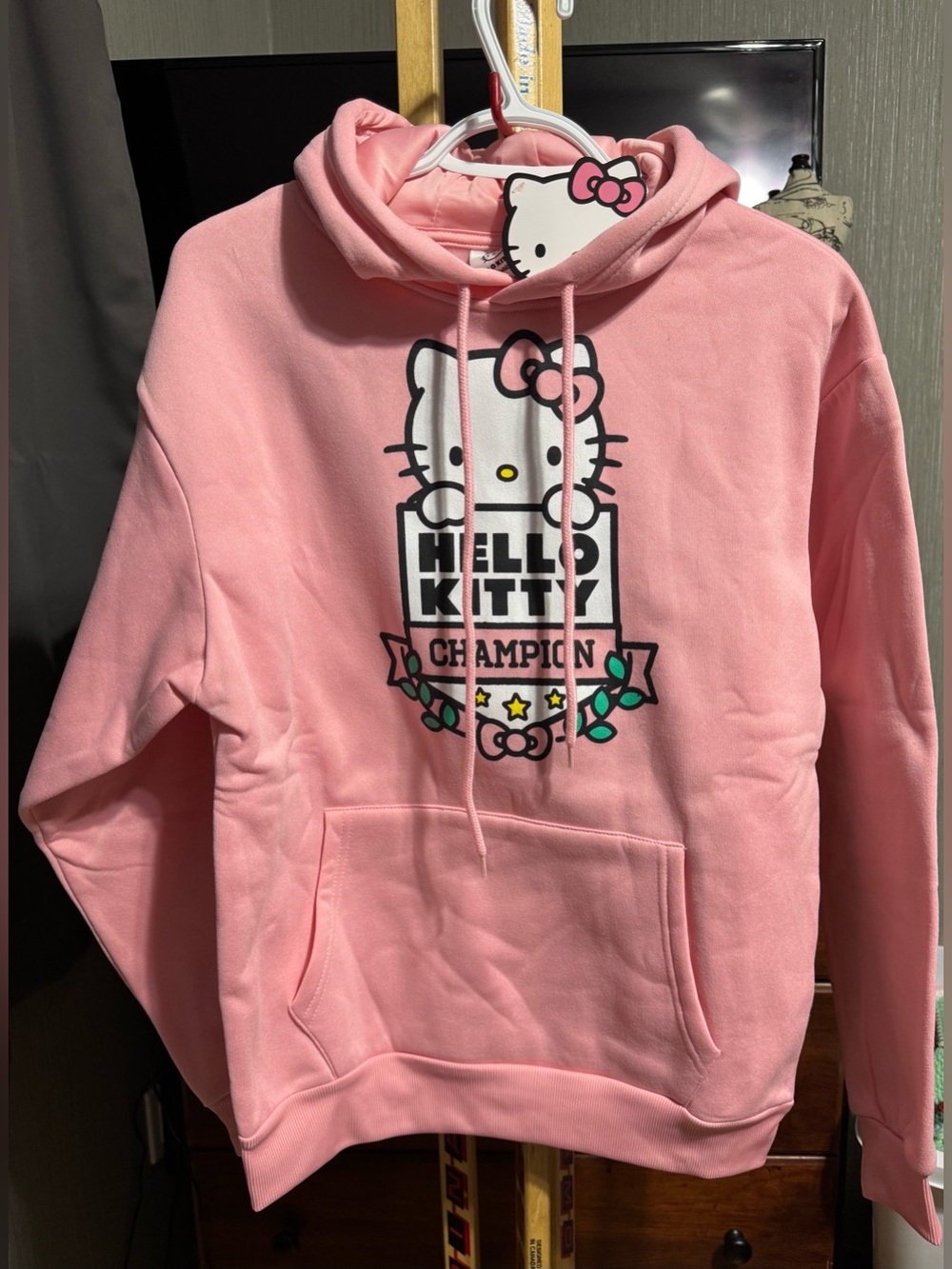 NWT Hello Kitty Sanrio Pink Athletic Department Champion Pullover Hoodie M